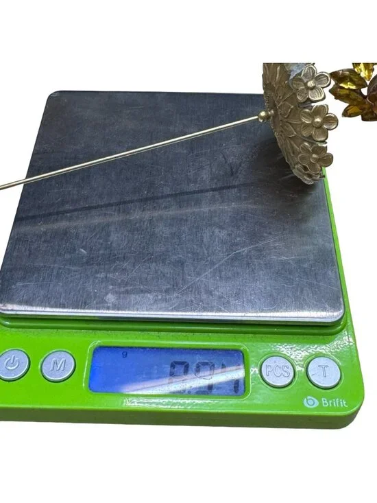 Vintage Brass Floral Hat Pin Large Flower Art Nouveau Deco Intricate Details 10" - Picture 5 of 8